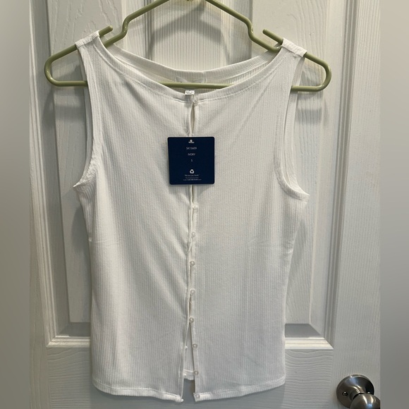 Pink Rose Tops - Pink Rose NWT White Ribbed Button Down Tank Top